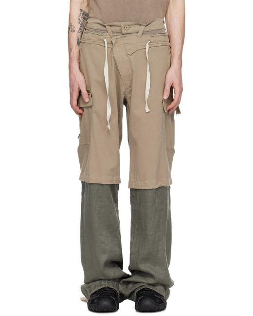 OTTOLINGER Natural Khaki Baggy Cargo Pants for men