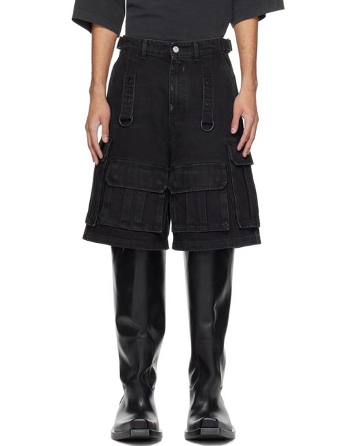 Vetements Black Multipocket Denim Shorts for men