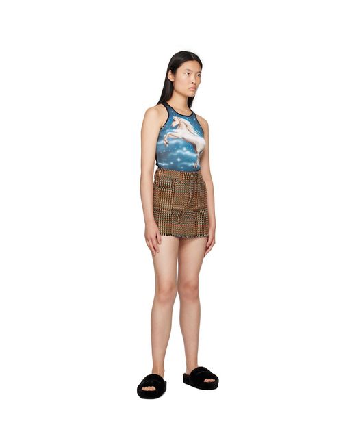 Stella McCartney Multicolor Brown Check Miniskirt