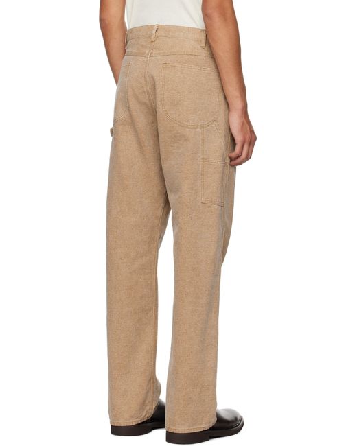 AURALEE Tan Washed Organic Canvas Trousers in Natural for