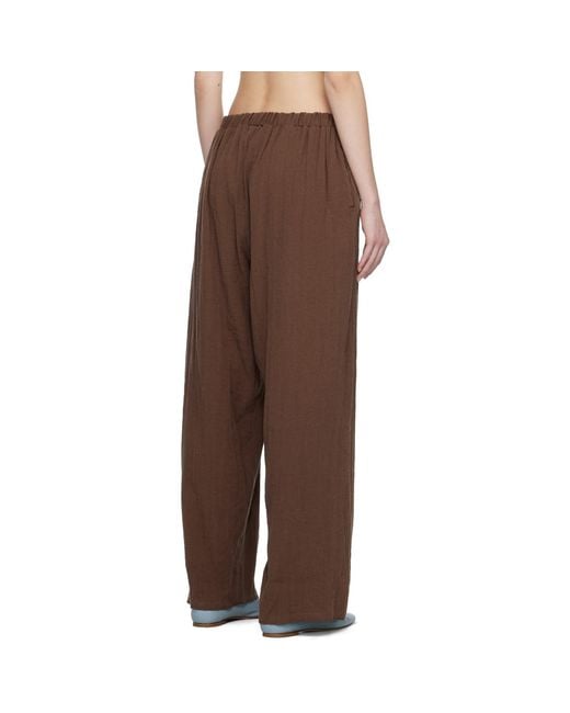 Baserange Brown Crinkle Linen Folio Lounge Pants