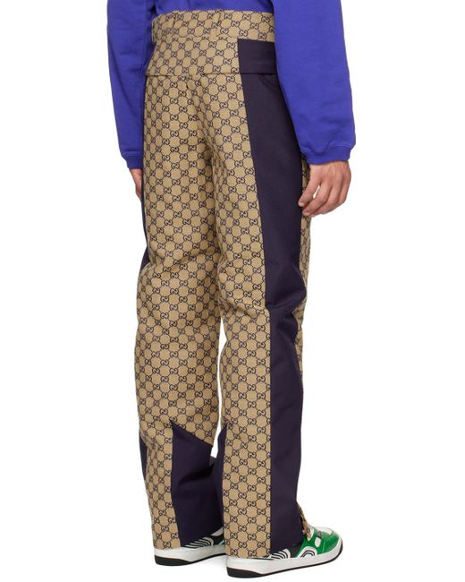 Gucci Multicolor Beige & Navy gg Trousers for men