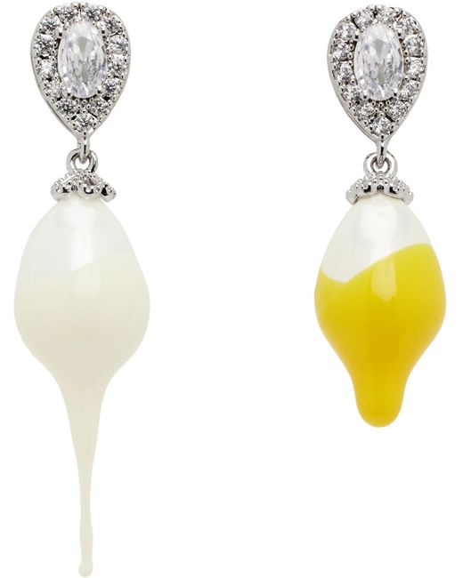 OTTOLINGER Multicolor Yellow & White Pearl Drop Earrings for men