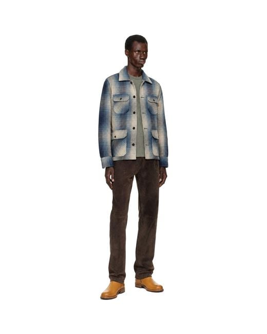 RRL Blue Check Wool Jacket for men