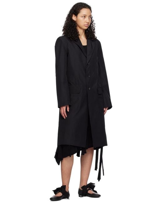 Y-3 Black Atelier Peaked Lapels Coat for men