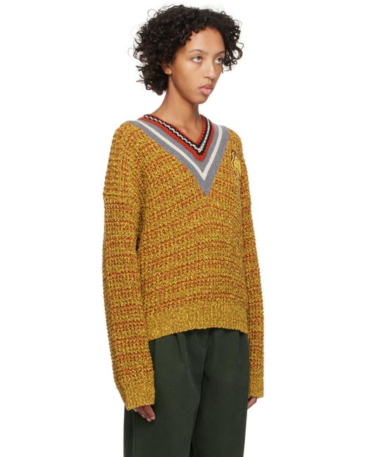 Maison Kitsuné Orange Yellow Bold Fox Head Sweater