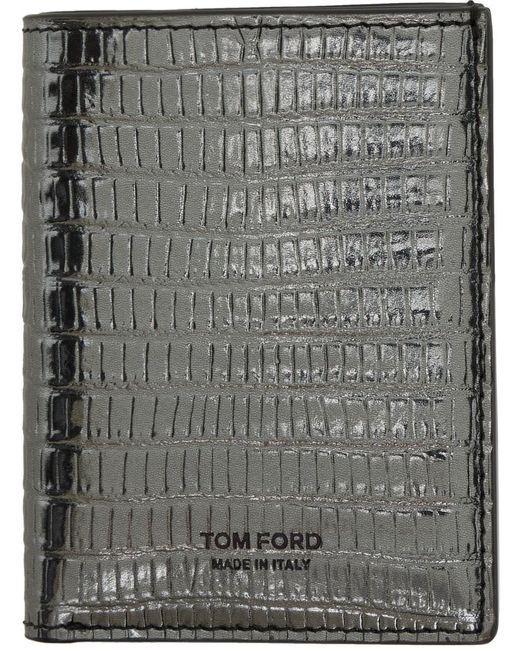 Porte-cartes tejus gris acier à deux volets Tom Ford pour homme en coloris Gray
