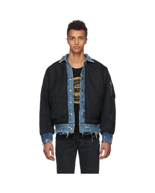 Amiri Reversible Black And Indigo Trucker Bomber Jacket for Men | Lyst