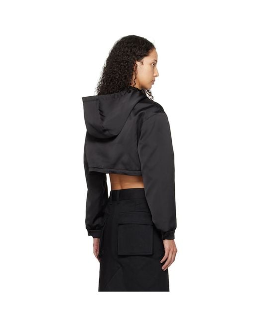 we11done Black Cropped Hoodie