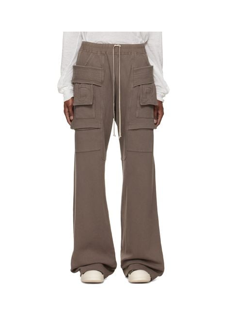 Rick Owens Gray Tower Creatch Wide Drawstring Cargo Pants for men