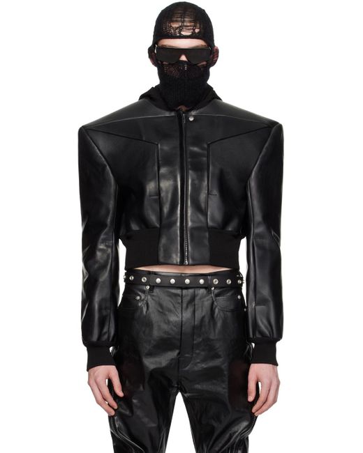 Rick Owens Black Edfu Flight Leather Jacket for men