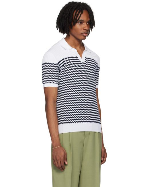 メンズ Orlebar Brown Orlebar ホワイト&ネイビー Canet ニットポロシャツ Multicolor