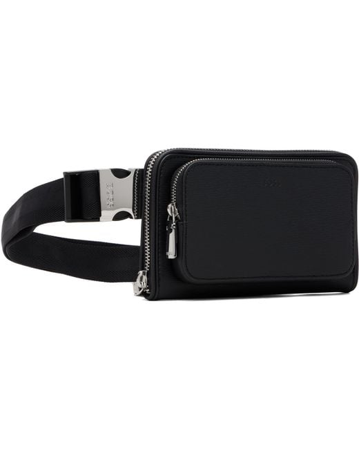 Boss Black Saffiano Leather Messenger Bag for men