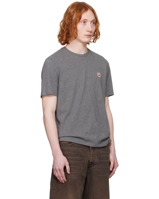 メンズ Maison Kitsuné グレー フォックスヘッド パッチ レギュラー Tシャツ Gray