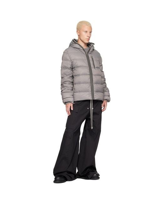 Rick Owens Gray Tower Nylon Duvet Hooded Down Jacket for men