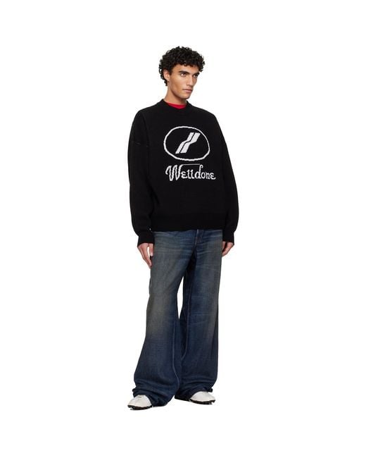we11done Black Logo Jqd Sweater for men