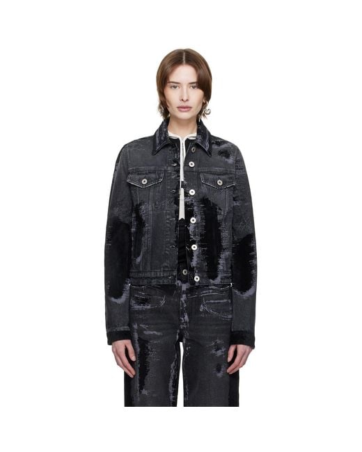 Jean Paul Gaultier Black 'The Flocked' Denim Jacket