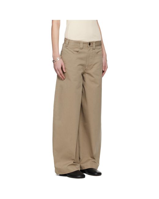 Meta Campania Collective Natural Taupe Egon Wide-Leg Washed Midweight Cotton Trousers