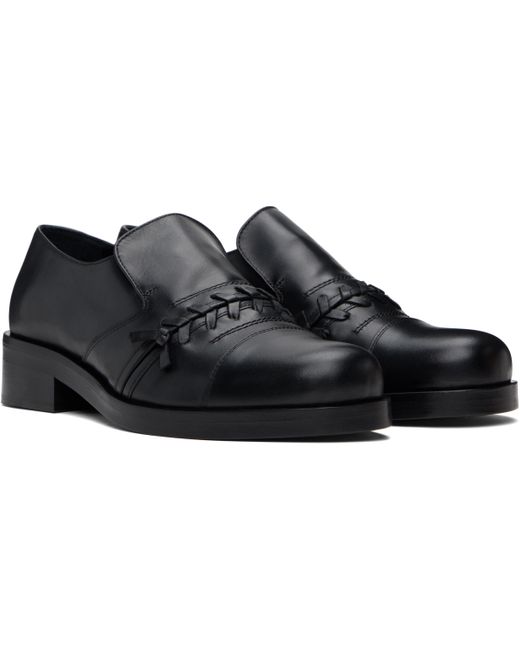 STEFAN COOKE Black Leather Slip-On Loafers for men