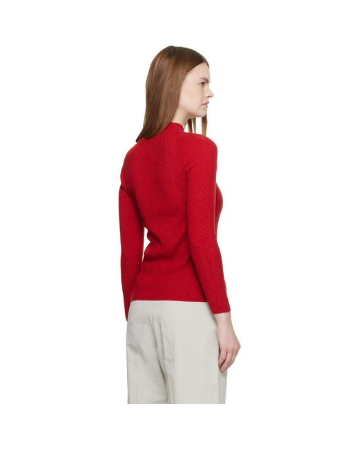 Veilance Red Conic Wool Midlayer Sweater