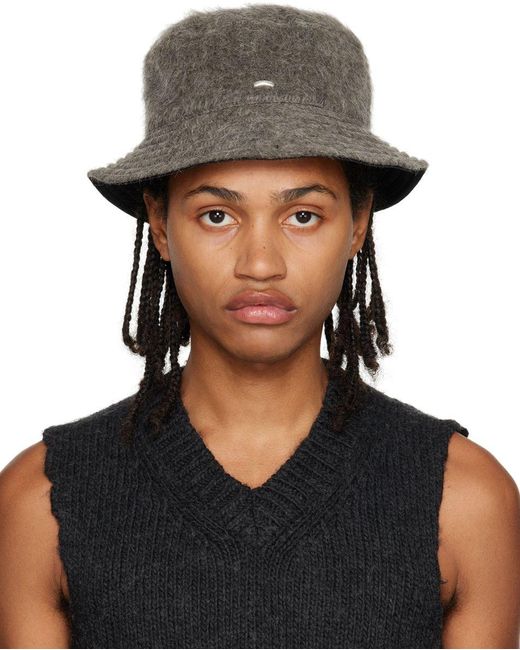 Our Legacy Gray Hairy Bucket Hat in Black for Men | Lyst