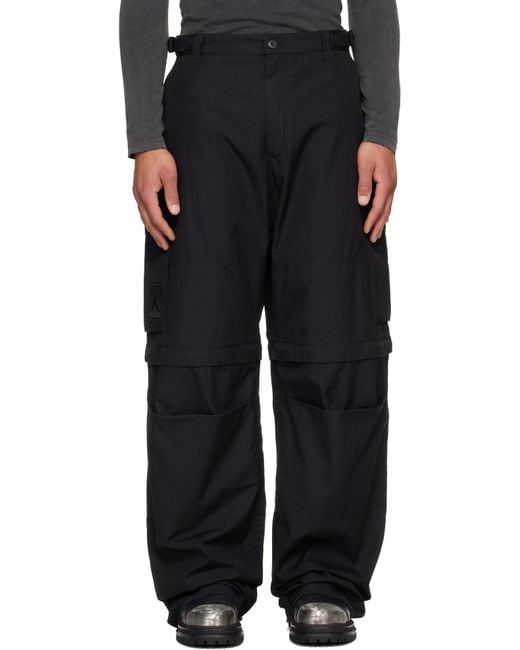 032c Black Double-Edged Sword Cargo Pants for men