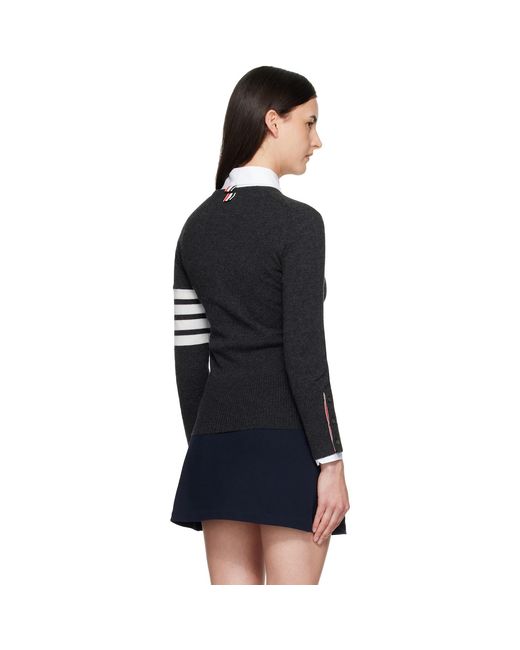 Thom Browne Black Thom E Classic Cashmere 4-bar V-neck Cardigan