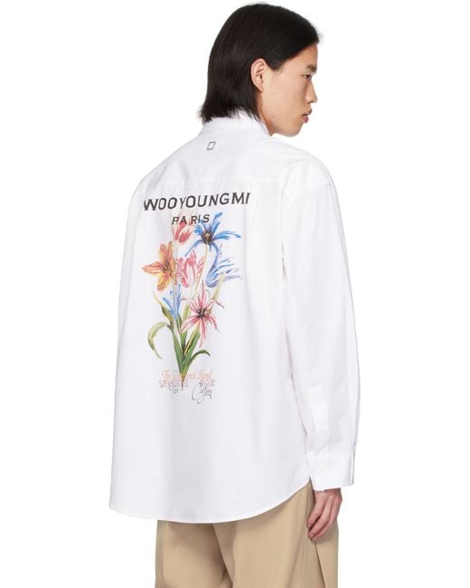 メンズ Wooyoungmi ホワイト フラワープリント シャツ White
