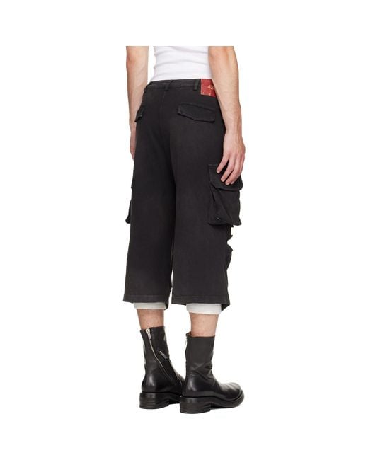 424 Black Ripped Bermuda Shorts for men