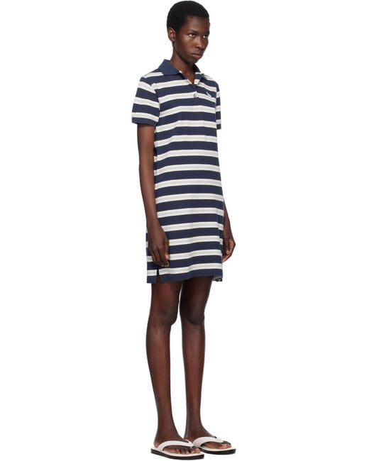 Maison Kitsuné Black Baby Fox Patch Multi Stripes Polo Minidress