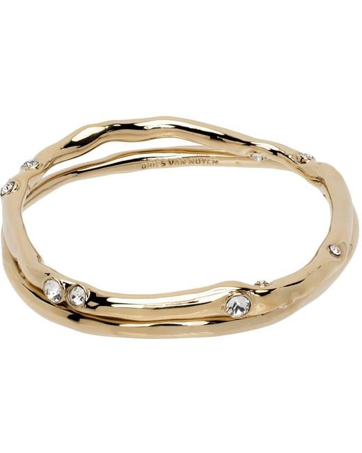 Dries Van Noten Black Crystal Cuff Bracelet Set for men