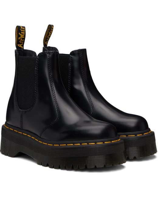 Dr. Martens Black 2976 Polished Smooth Platform Chelsea Boots