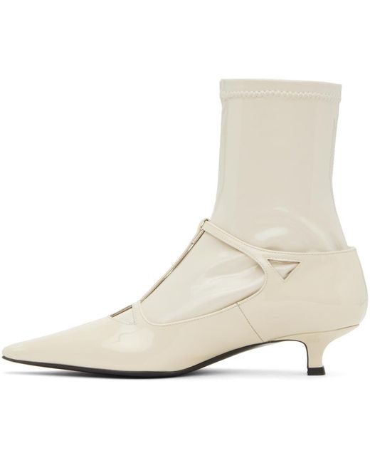 The Row Natural Off-white Cyd Patent Leather Boots