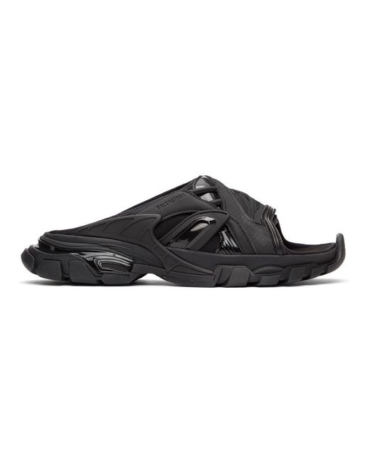 Balenciaga Track Slide Sandals in Black | Lyst
