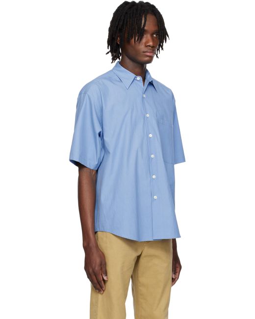 Auralee Blue Washed Finx Twill Shirt for men