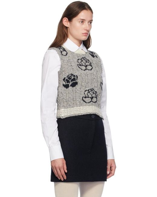 Thom Browne Black Donegal Cable Check & Rose Vest