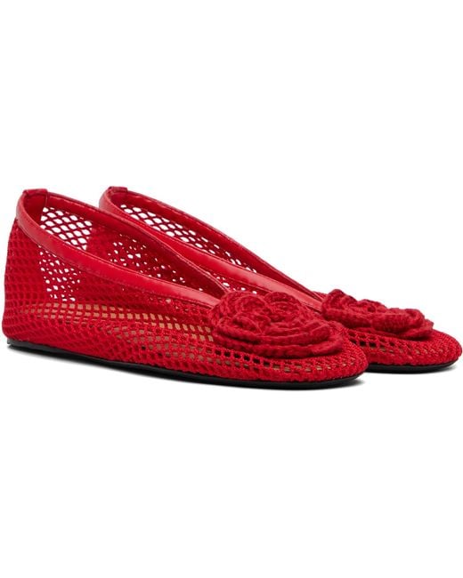 Ganni Red Jenny Ballerina Flats