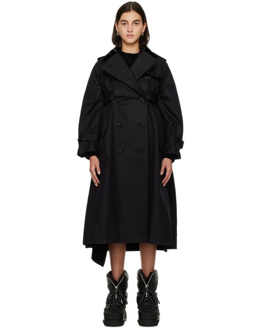 Sacai Black Double-breasted Trench Coat