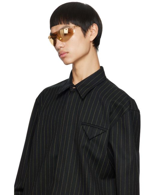 Bottega Veneta Black Gold Knot Shield Sunglasses for men