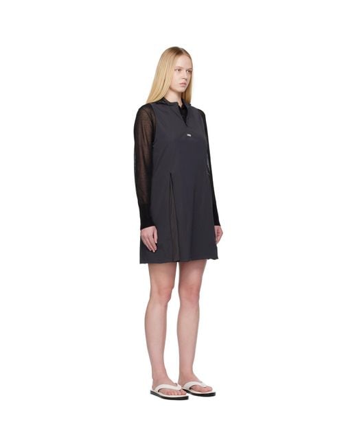 Amomento Black Nylon Hooded Minidress