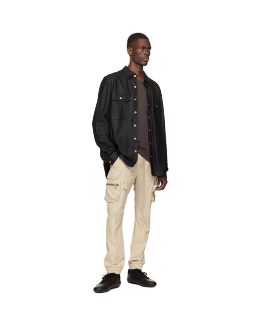 Rick Owens Natural Temple Mastodon Cargo Leather Pants for men