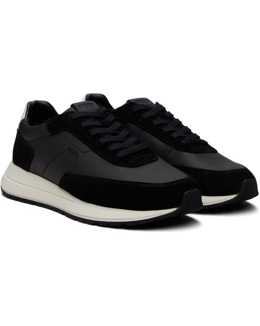 Boss Black Suede Trim Sneakers for men