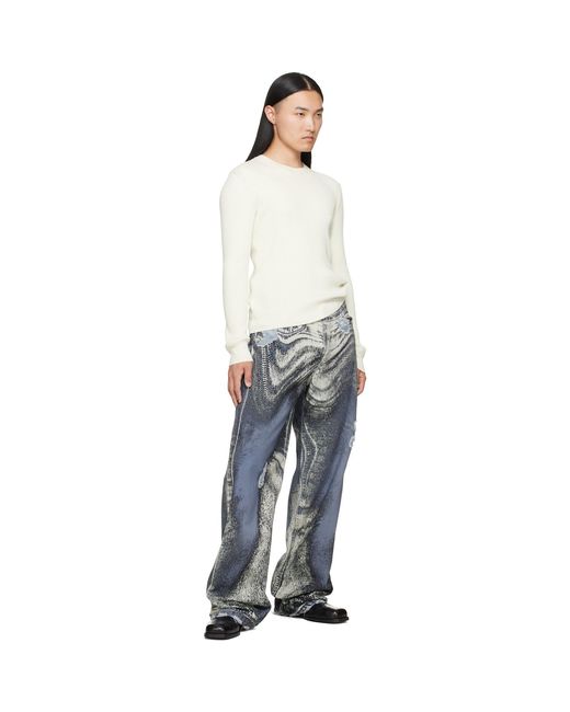 CAMPERLAB Gray Distorted Print Distressed Denim Jeans for men