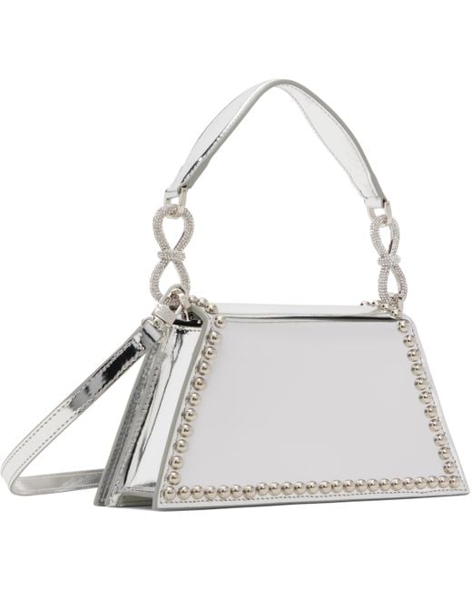 Mach & Mach Gray Double Bow Mirror Leather Samantha Bag