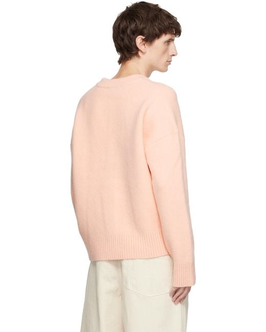 AMI Pink Alpaca Ami De Coeur Cardigan for men
