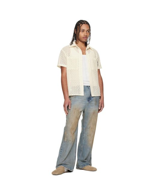 ANDERSSON BELL Blue Destroyed Wide-Leg Jeans for men