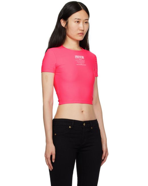 T-shirt rose à logo et texte imprimés Versace en coloris Pink