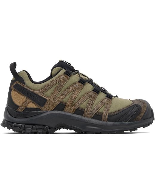 Salomon Black Khaki Xa Pro 3D Distressed Leather Sneakers for men