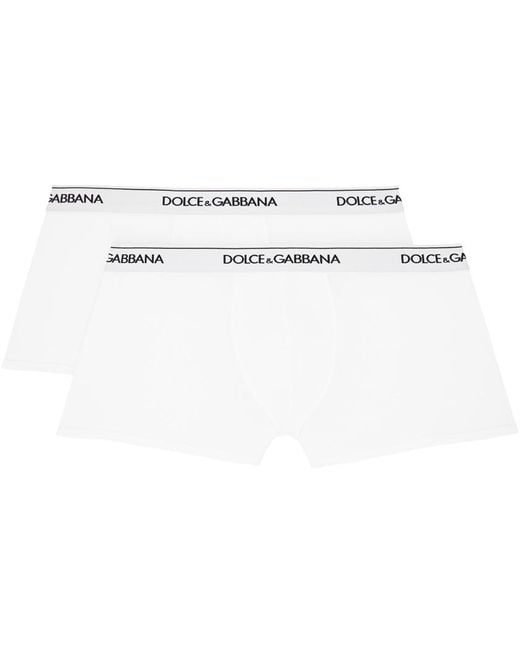 メンズ Dolce & Gabbana ホワイト ボクサー 2枚セット Black