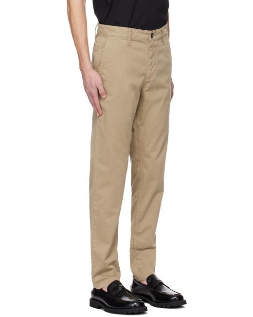 Boss Natural Beige Tapered-fit Trousers for men